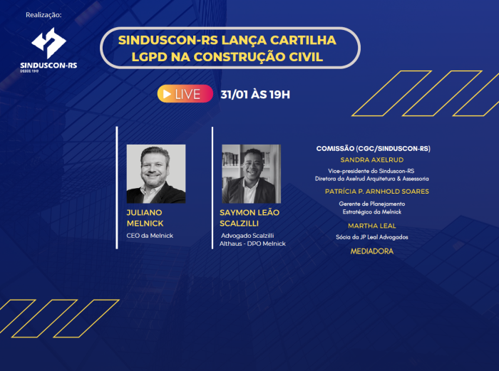  Em Live, Sinduscon-RS lança cartilha de proteção de dados